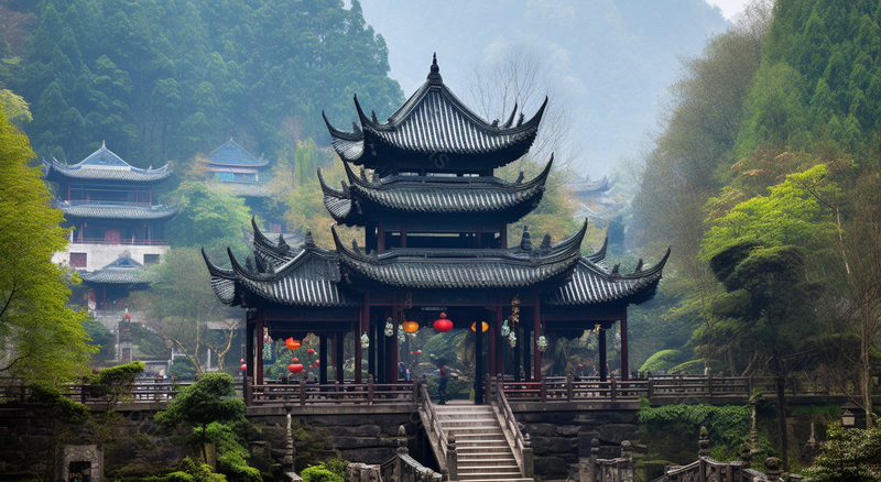 四川青城山山脚下的古老亭子摄影真实,高清,摄影图,摄影图片,图片大全,摄影图免费下载